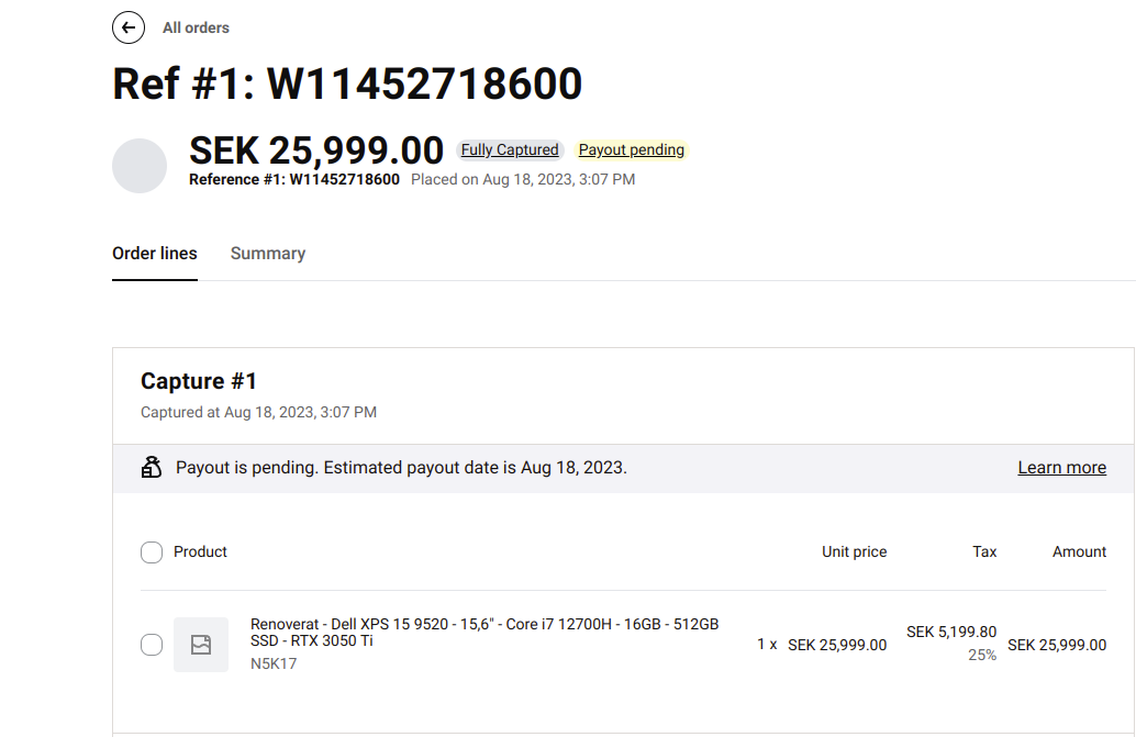 payment with klarna order stays in cart Vendr Support